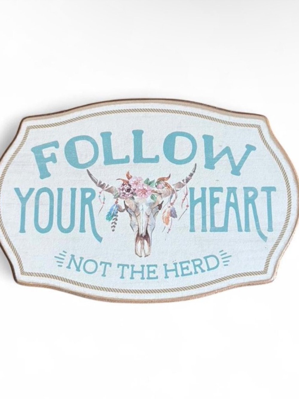 'Follow Your Heart' Decorative Wall Plaque - Teal & Cream